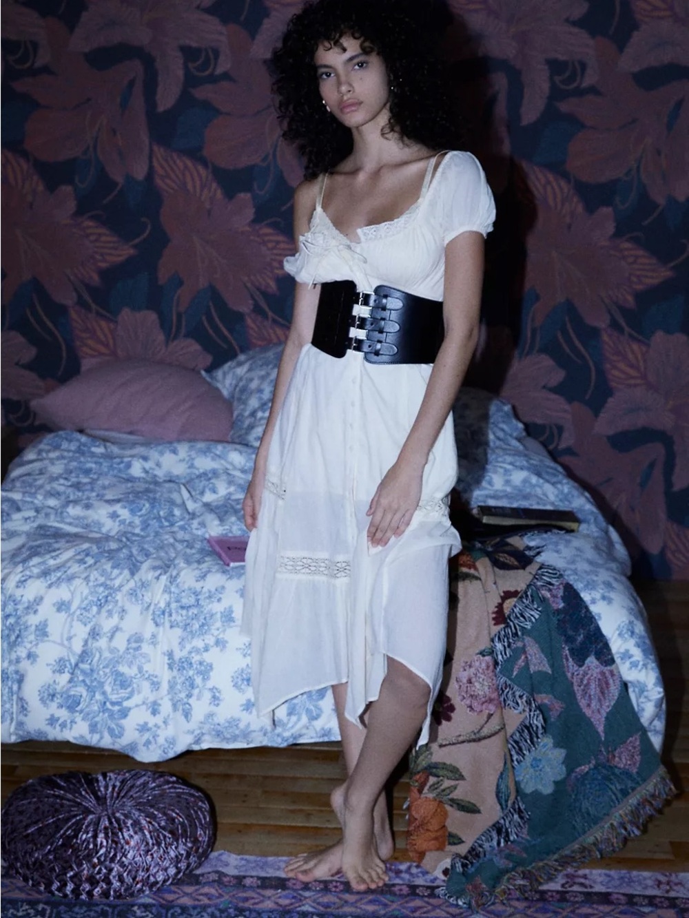 UO Carmen Ruched Midi Dress